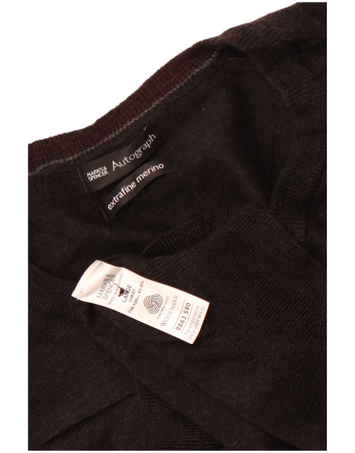 Marks & Spencer Suéter feminino Autograph com decote em V Reino Unido 16 grande cinza