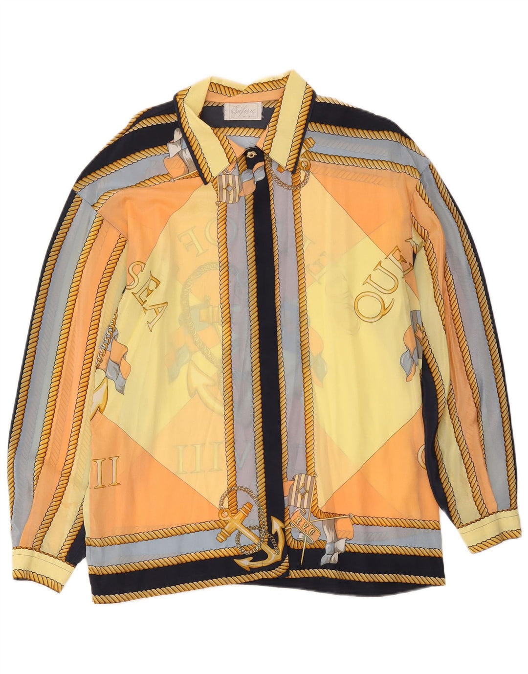 Camisa feminina vintage transparente IT 50 XL multicolorida náutica