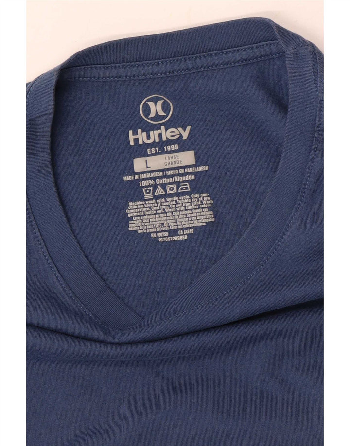 Hurley Camiseta masculina gráfica top grande algodão azul