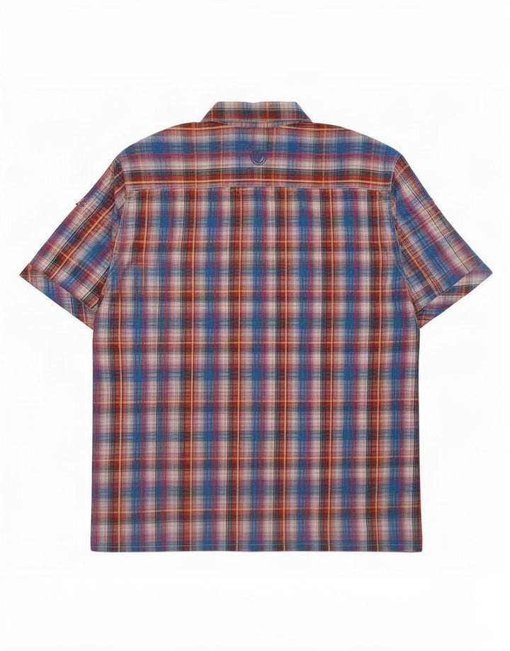 Camisa masculina de manga curta Fat Face grande algodão xadrez azul