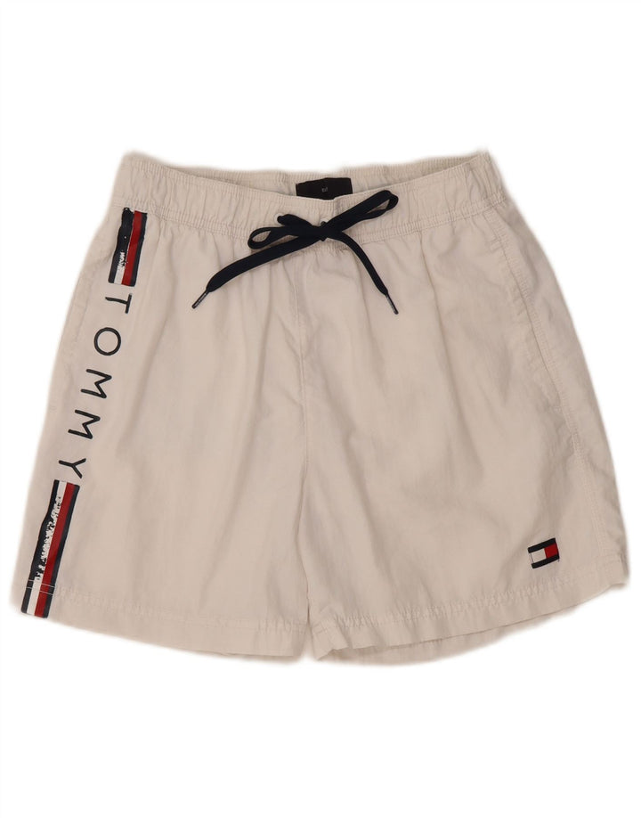 Shorts de natação feminino Tommy Hilfiger gráfico UK 12 médio branco