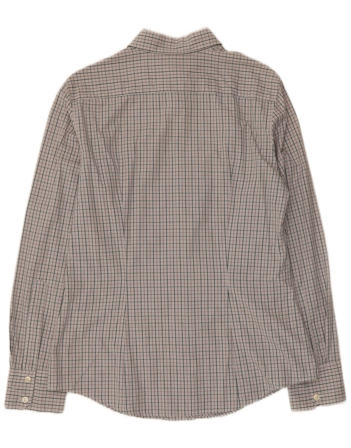 Camisa feminina Benetton UK 14 grande algodão cinza