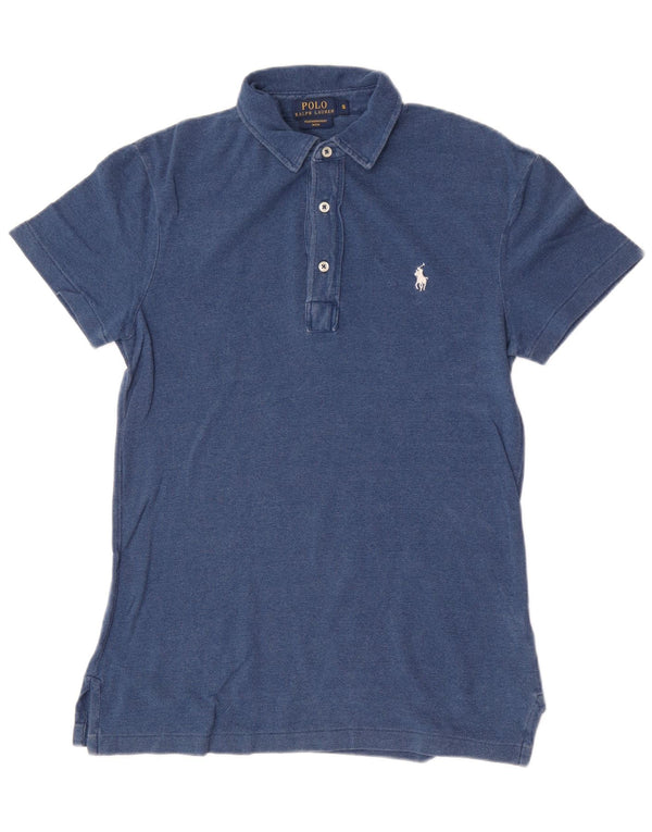 Camisa polo masculina Polo Ralph Lauren pequena azul algodão
