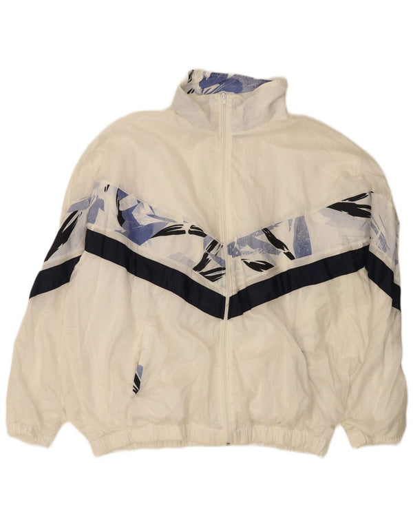 Jaqueta superior de agasalho masculino vintage IT 56 XL branco colorblock