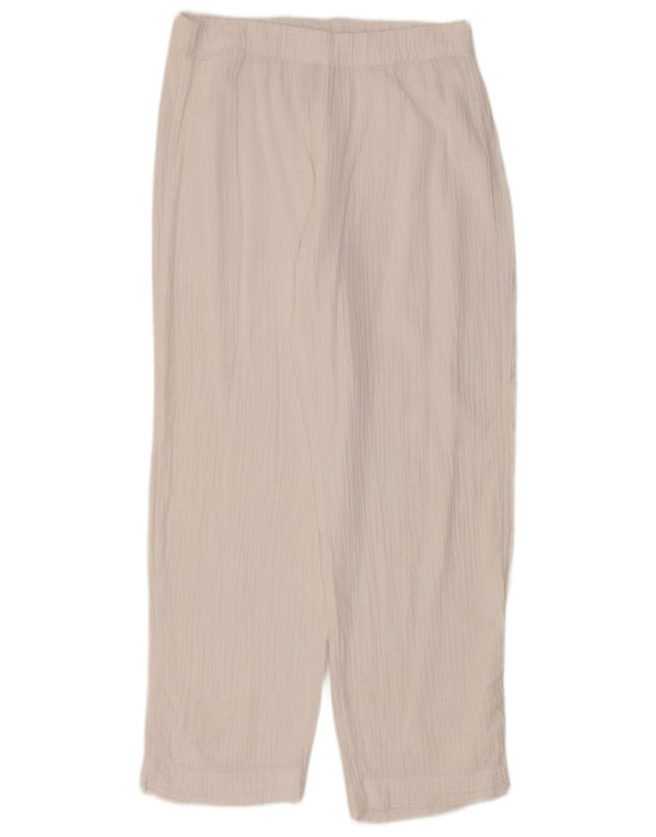 Calça feminina Marks & Spencer folgada casual UK 10 pequena W32 L30 branca