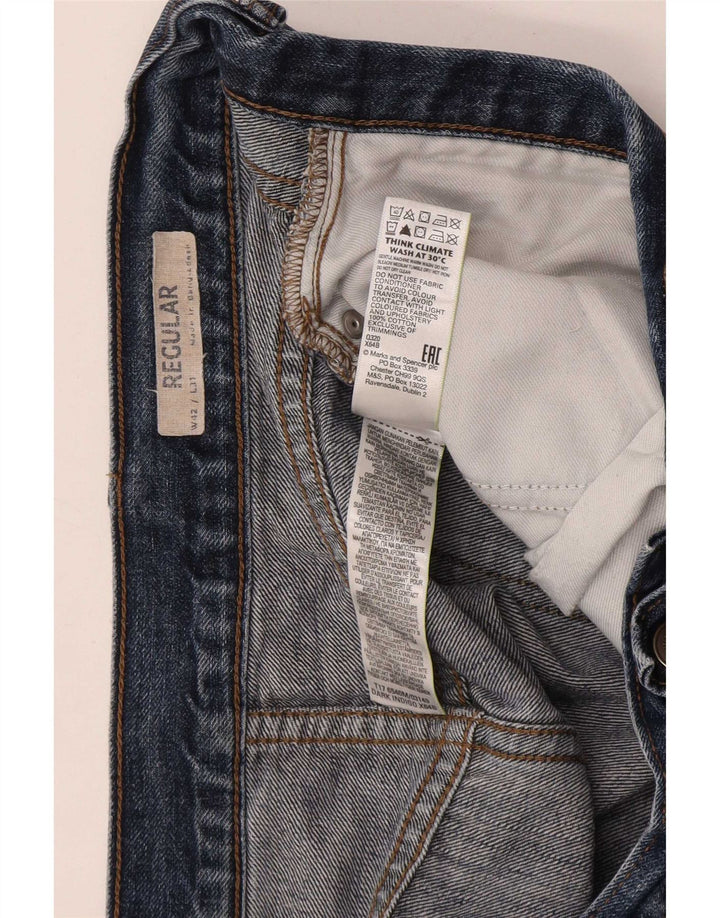 Calça jeans reta regular masculina Marks & Spencer W42 L31 algodão azul