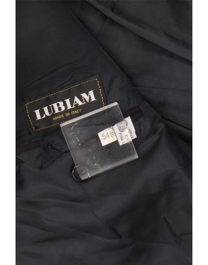 Jaqueta blazer masculina Lubiam com peito duplo IT 54 2XL lã virgem azul marinho