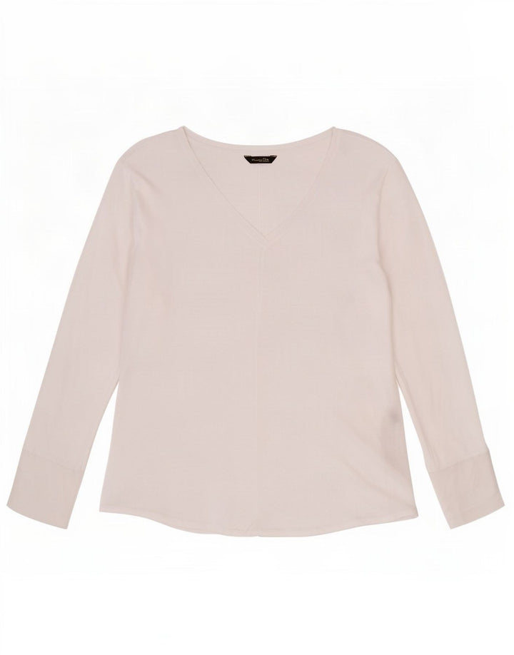 Blusa feminina Massimo Dutti transparente manga comprida Reino Unido 12 médio branco Lyocell