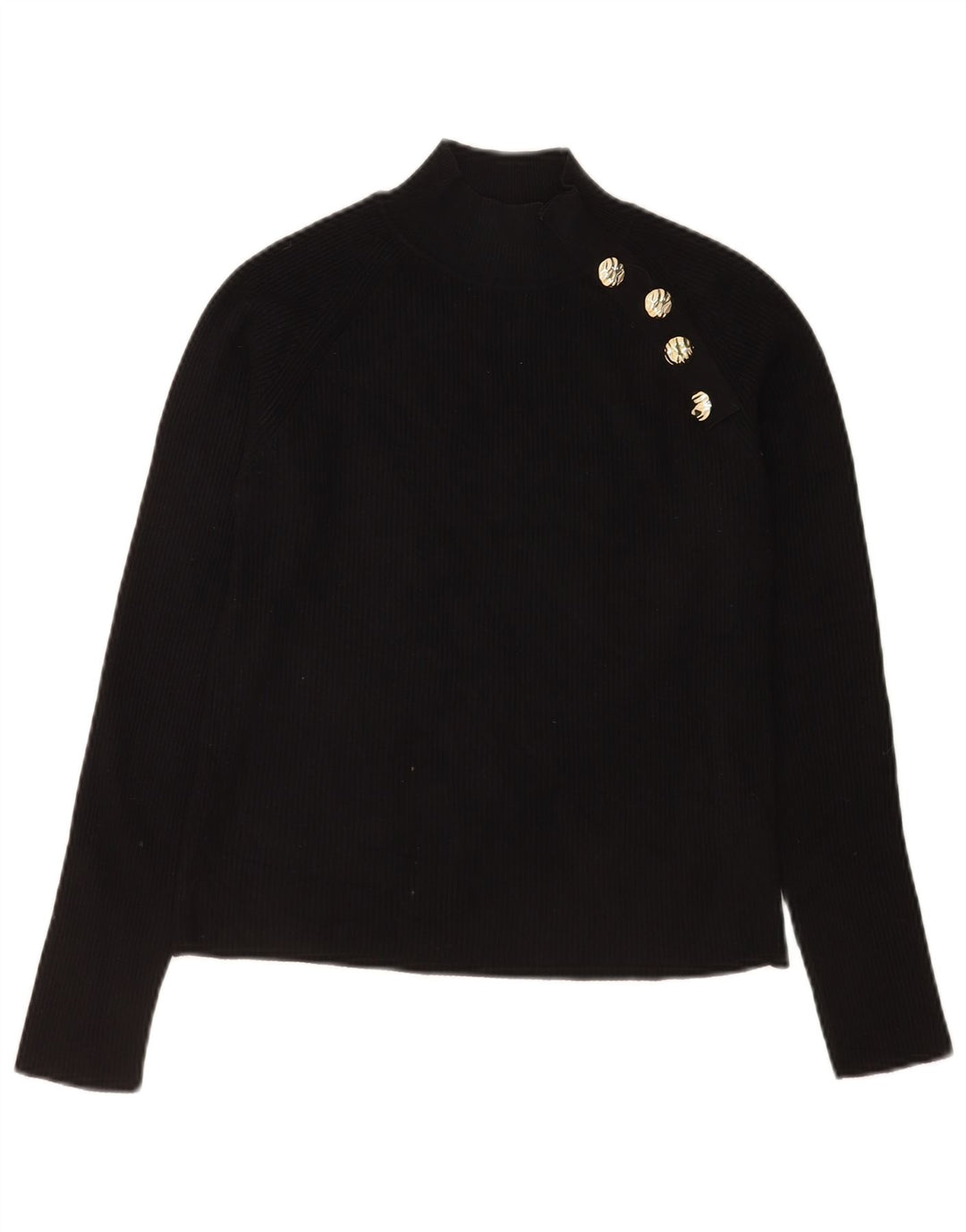 Zara Top curto feminino manga comprida Reino Unido 14 grande viscose preta
