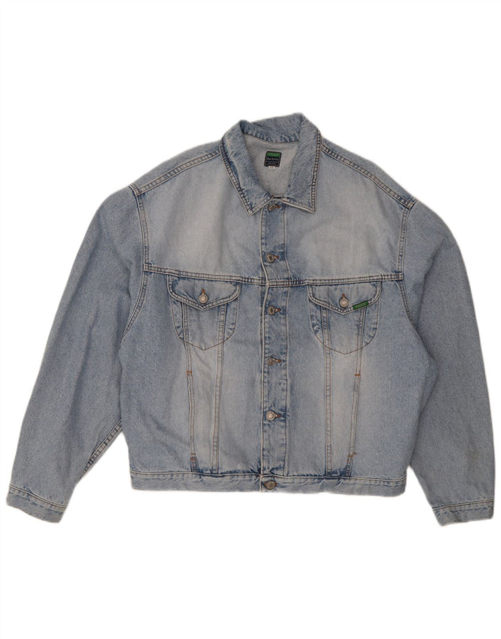 Jaqueta jeans masculina Benetton IT 52 XL algodão azul