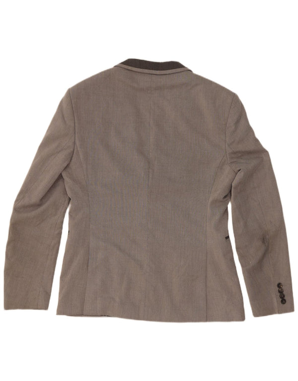 Jaqueta blazer masculina Zara com 2 botões EU 48 cinza médio colorblock