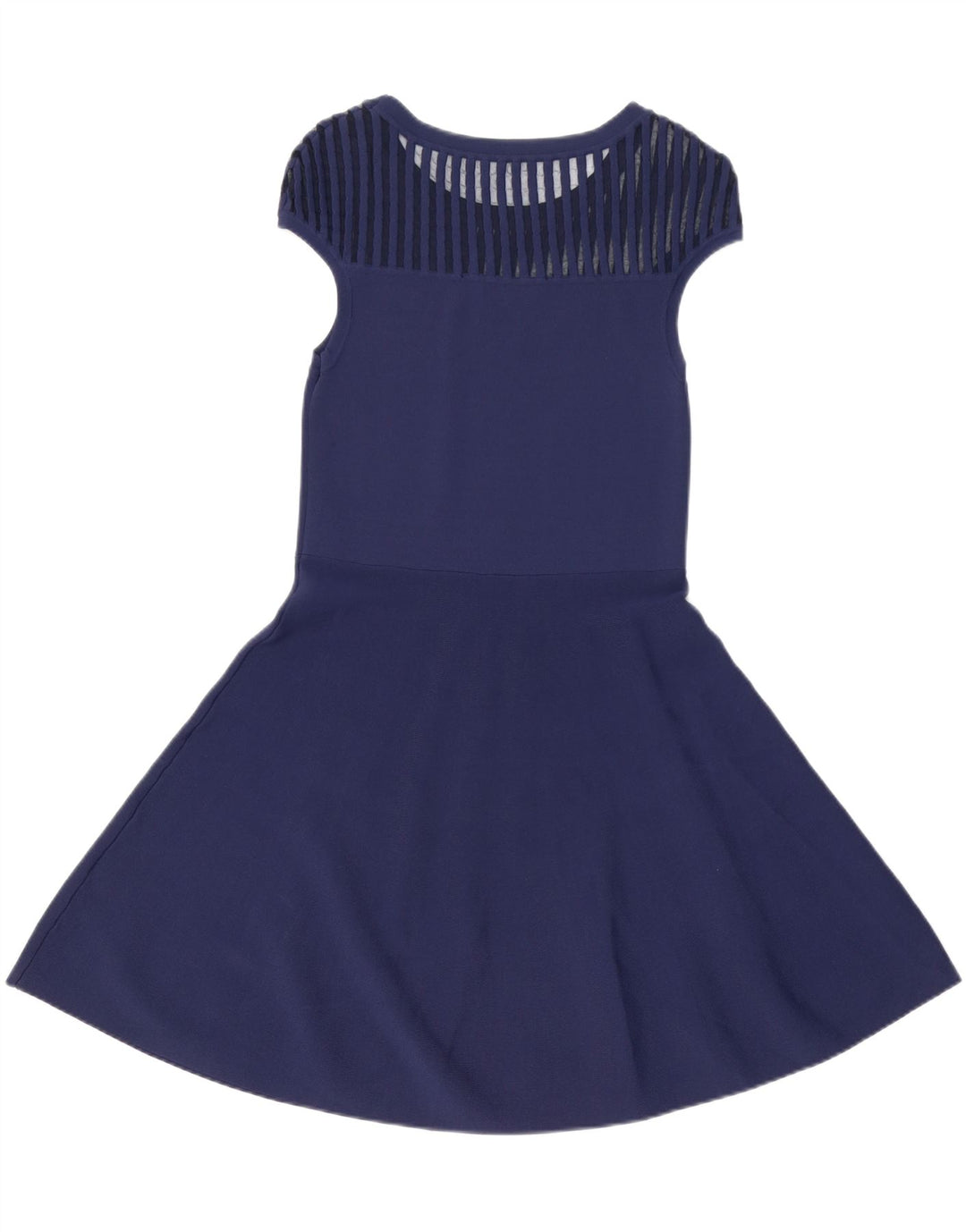 FRENCH CONNECTION Vestido feminino evasê Reino Unido 12 Viscose azul marinho médio
