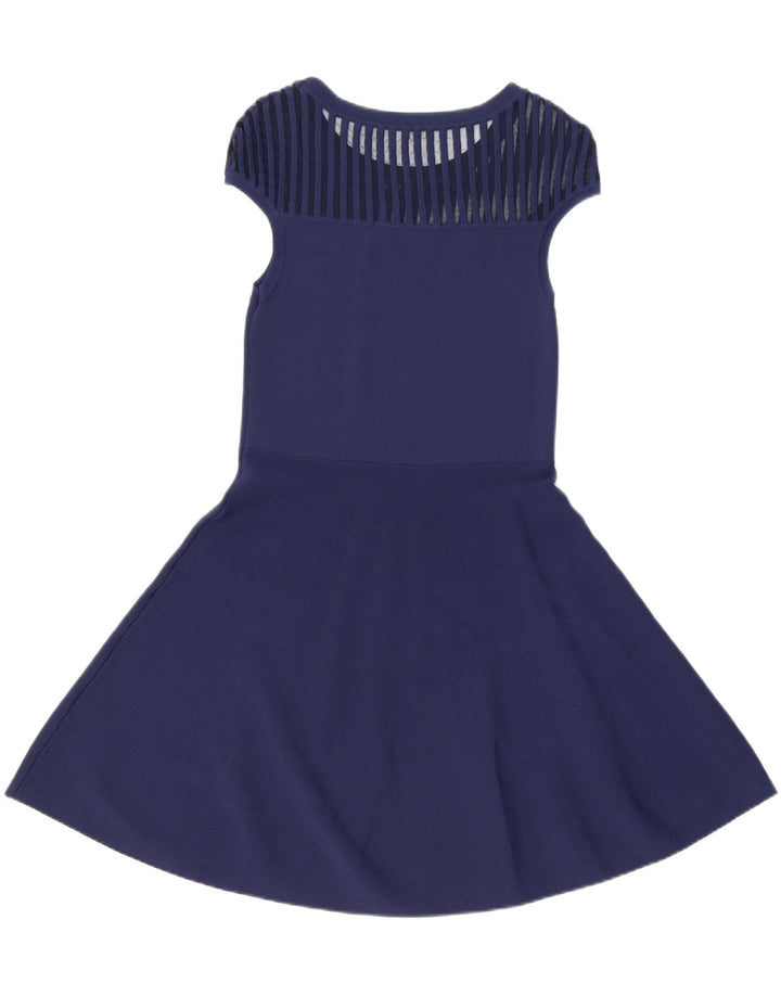 FRENCH CONNECTION Vestido feminino evasê Reino Unido 12 Viscose azul marinho médio