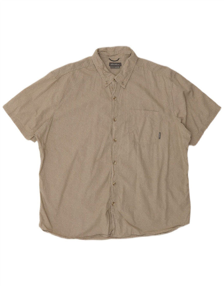 Camisa masculina de manga curta Eddie Bauer XL algodão manchado cinza
