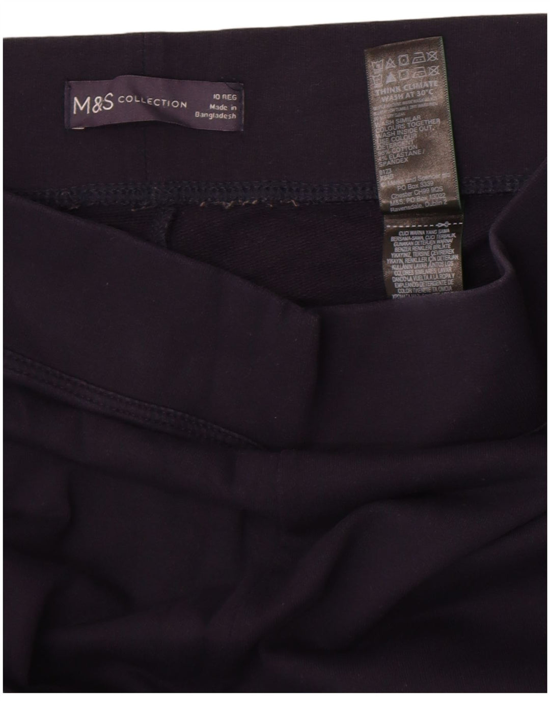 Leggings femininos Marks & Spencer Reino Unido 10 pequeno algodão azul marinho