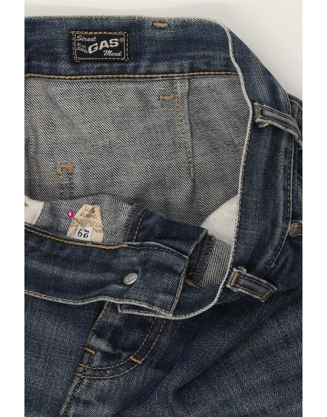 Gas Mens Straight Jeans W29 L33 Azul Algodão