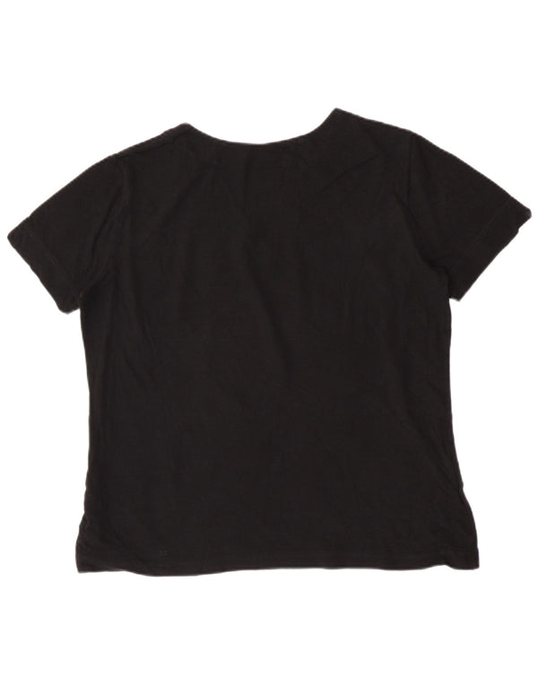 Camiseta feminina Lacoste tamanho superior 50 2XL algodão preto