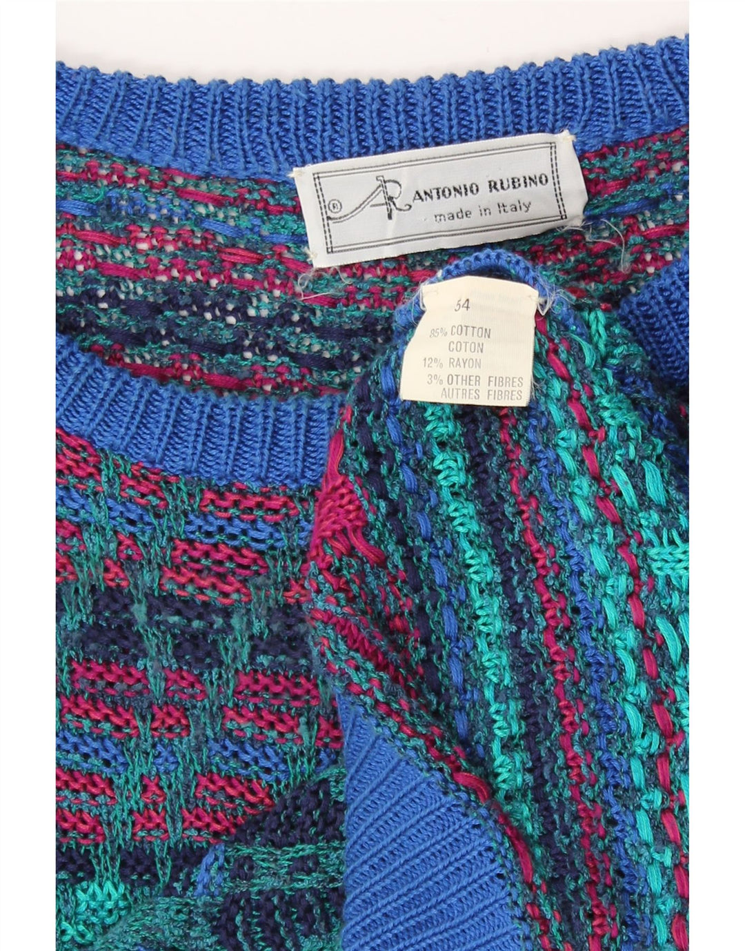 Suéter masculino Rantonio Rubino com gola canoa IT 54 XL multicolorido