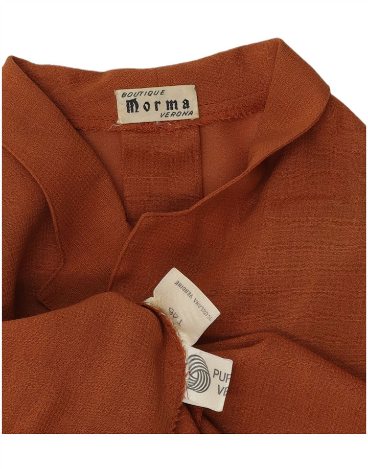 Blusa feminina vintage IT 46 grande lã virgem marrom