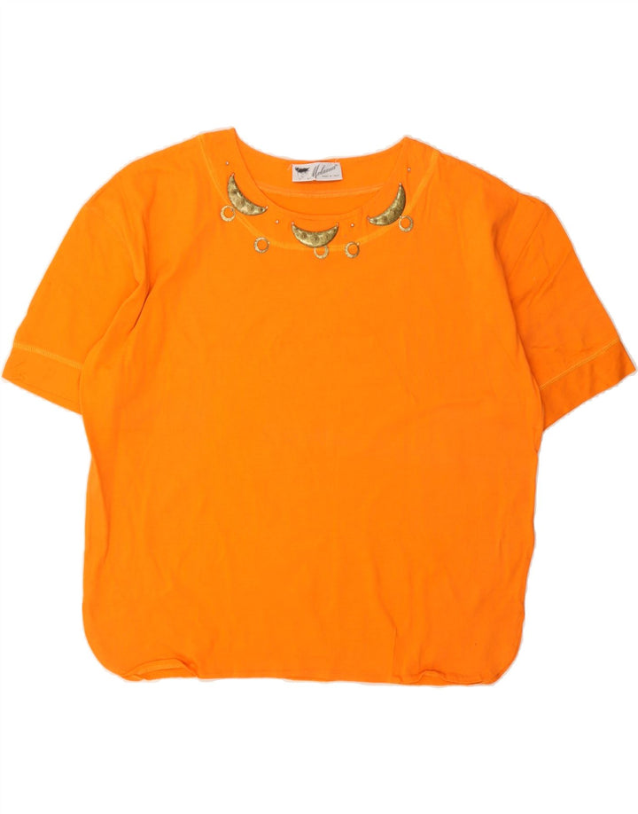 VINTAGE Womens Oversized Blouse Top UK 14 Medium Orange Cotton Vintage Vintage and Second-Hand Vintage from Messina Hembry 