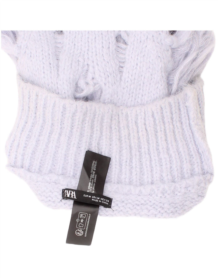 Zara Lenço feminino de malha com capuz médio roxo poliéster boêmio