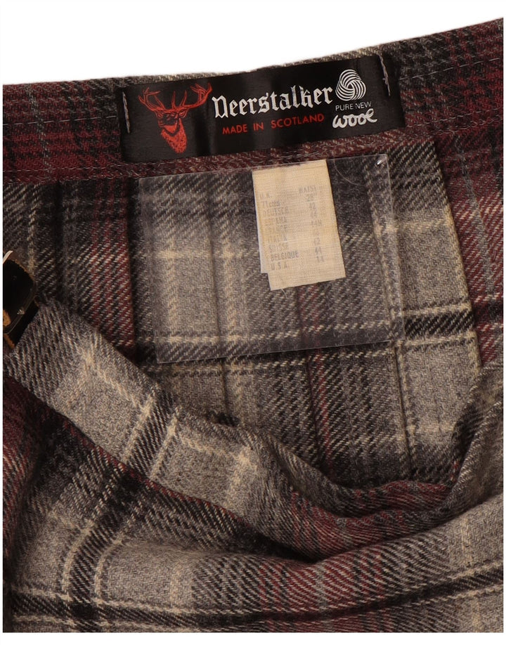 Saia feminina plissada Deerstalker W28 lã xadrez vermelha média