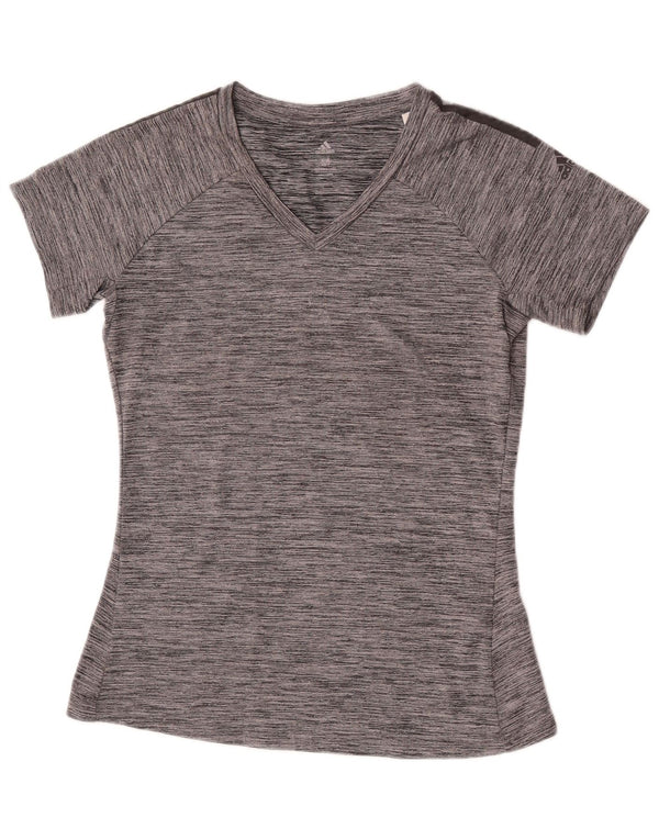Adidas Womens Climalite T-Shirt Top UK 12 Medium Grey Flecked Poliéster