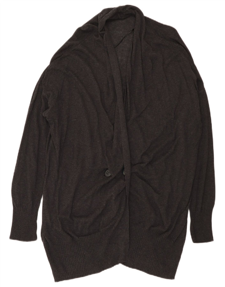 Zara Suéter feminino oversized longline cardigan Reino Unido 14 cinza médio