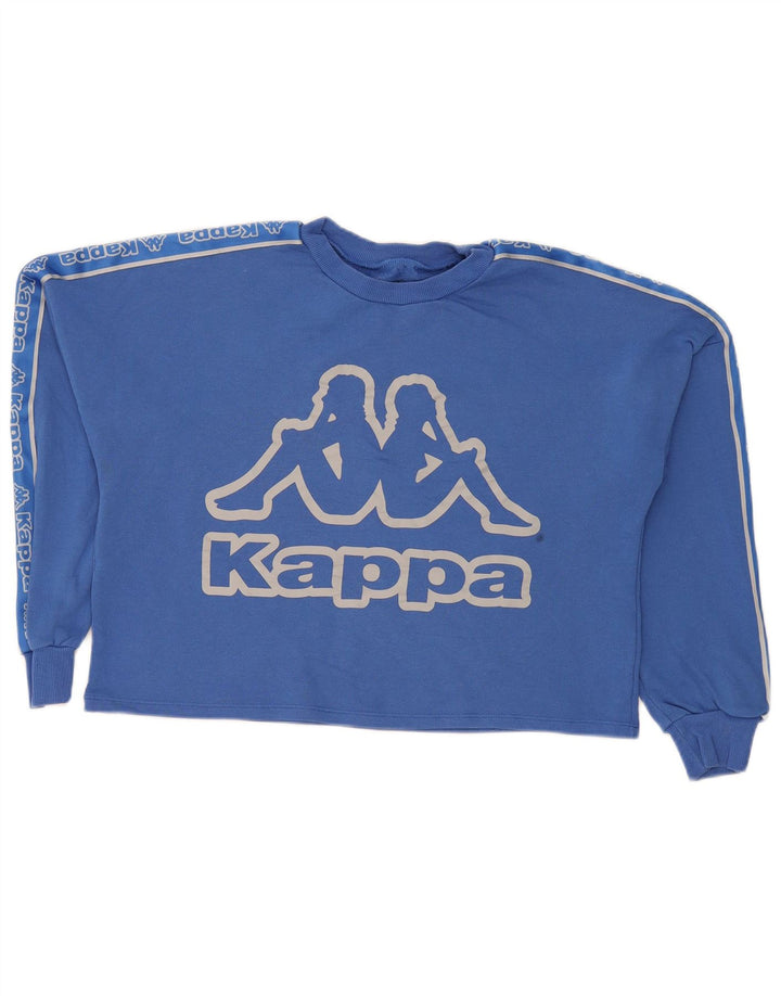 Kappa feminino gráfico oversized moletom jumper UK 12 médio azul