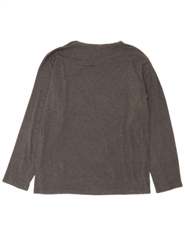 Hugo Boss Mens Graphic Top Manga Longa Médio Algodão Cinza