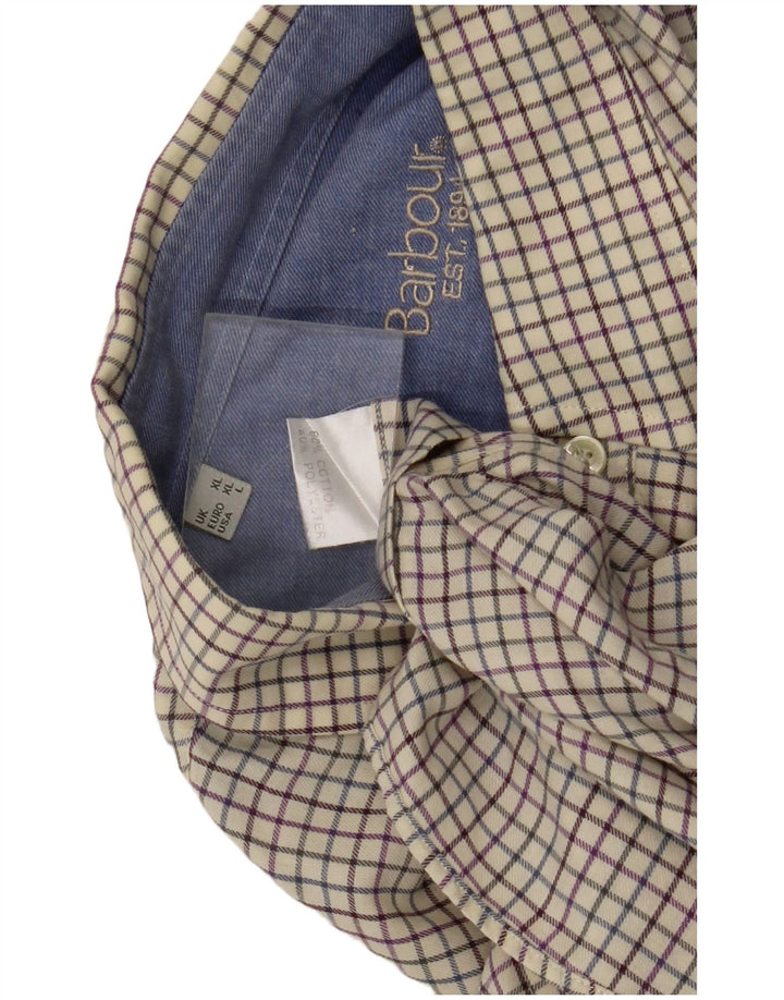 Camisa masculina Barbour XL Off White Check Cotton