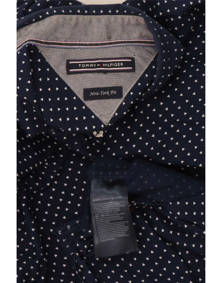 Camisa masculina Tommy Hilfiger média azul marinho algodão geométrico