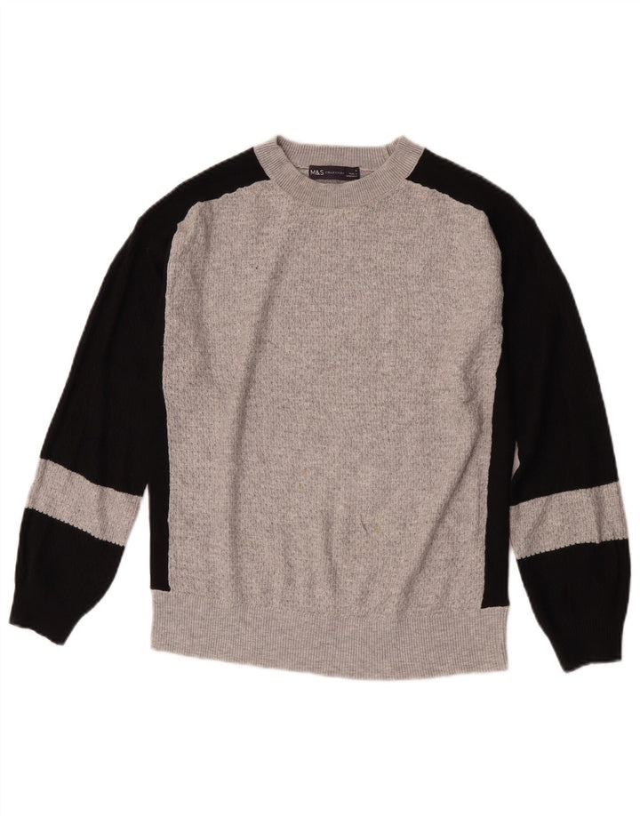 Suéter feminino Marks & Spencer com gola redonda Reino Unido 10 pequeno cinza