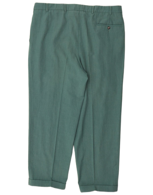 Vintage Mens Pegged Suit Trousers IT 54 2XL W38 L30 Green Polyester