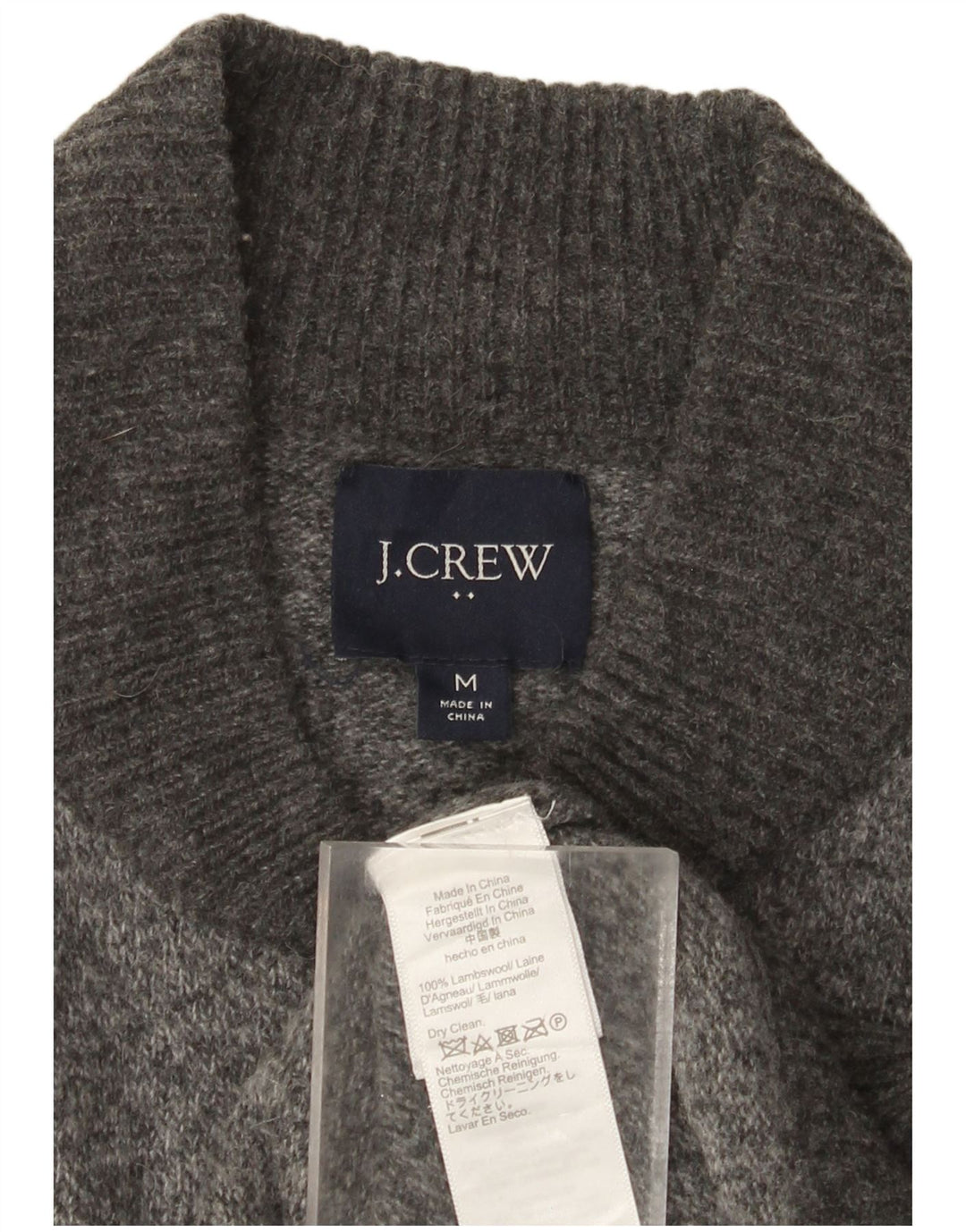 Suéter cardigã masculino J. Crew lã de cordeiro manchada cinza médio
