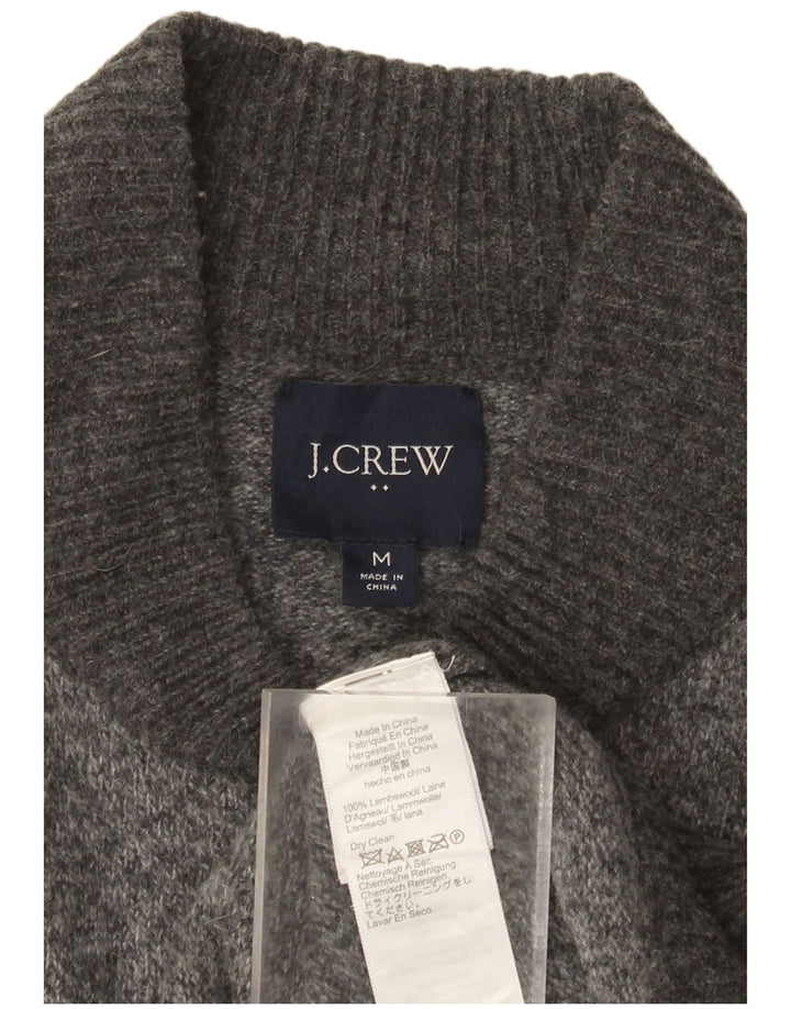 Suéter cardigã masculino J. Crew lã de cordeiro manchada cinza médio