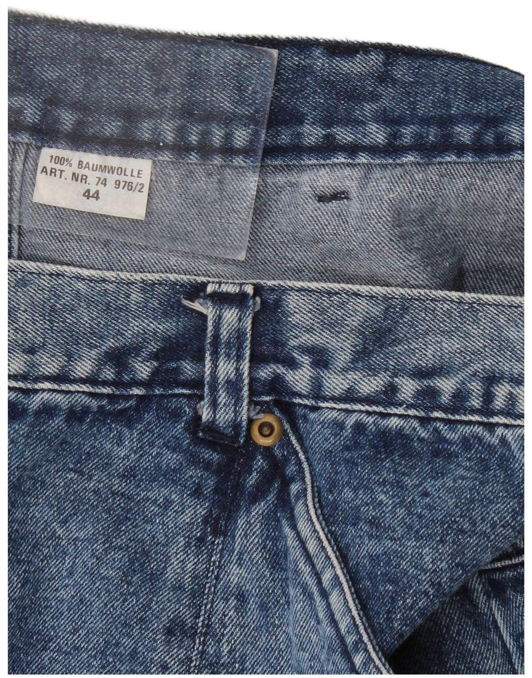 Mini saia jeans feminina VINTAGE de cintura alta EU 44 XL W32 algodão azul