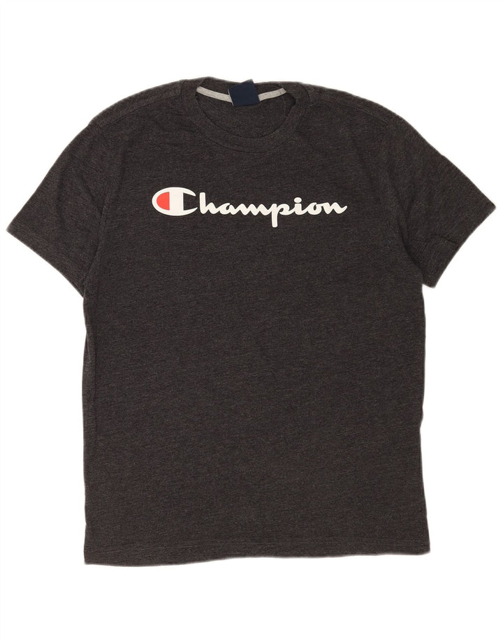 Camiseta masculina com estampa solta CHAMPION pequena cinza