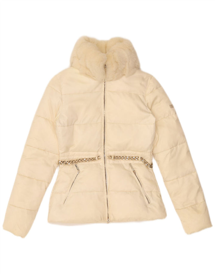 Jaqueta acolchoada feminina Elisabetta Franchi IT 42 médio off white nylon