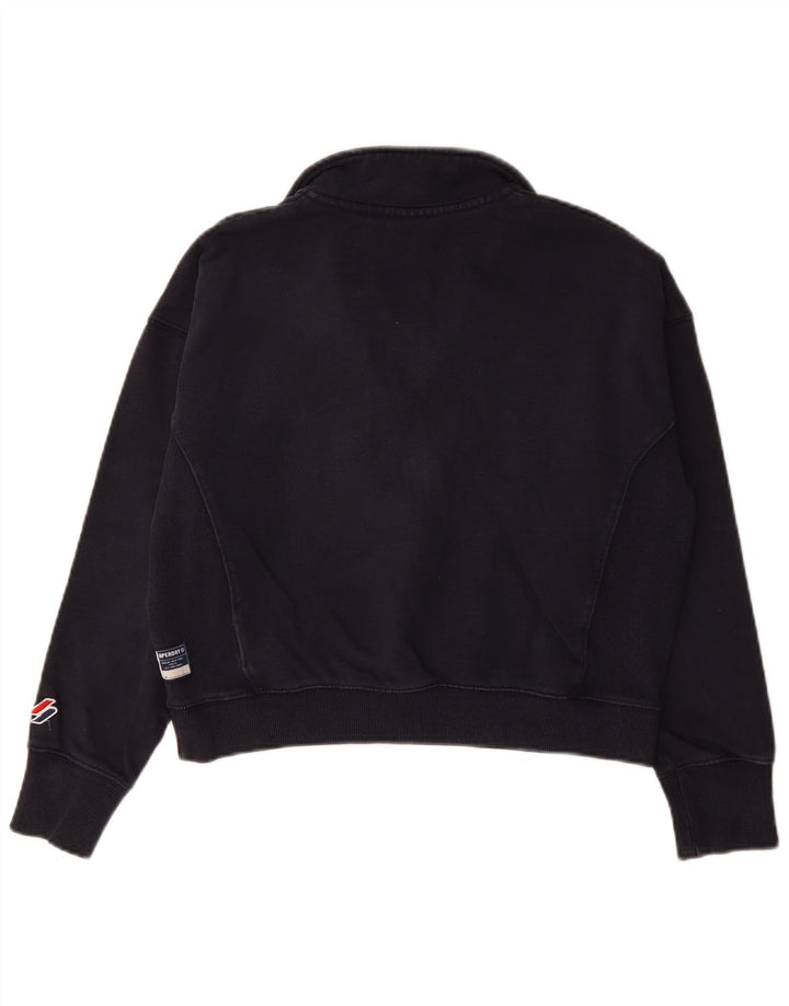 Suéter Superdry feminino cropped com gola e zíper Reino Unido 12 médio azul marinho