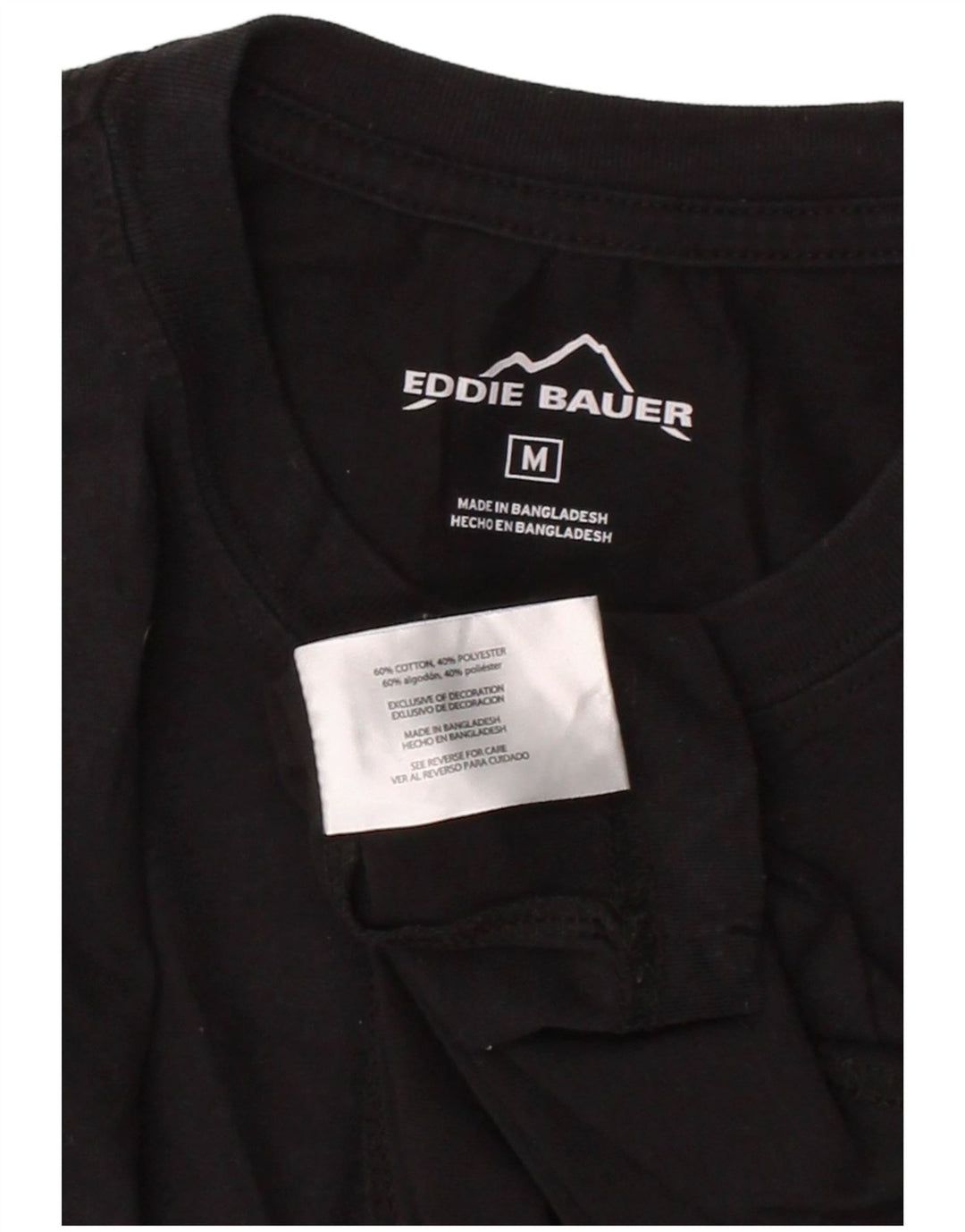 EDDIE BAUER Top masculino de manga comprida de algodão preto médio