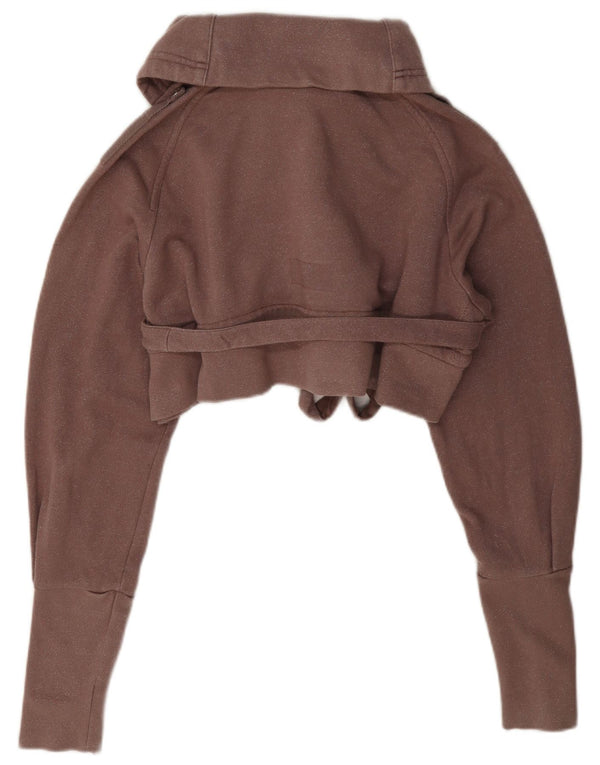 Adidas Womens Crop Oversized Tracksuit Top Jacket EU 34 XS Marrom Algodão