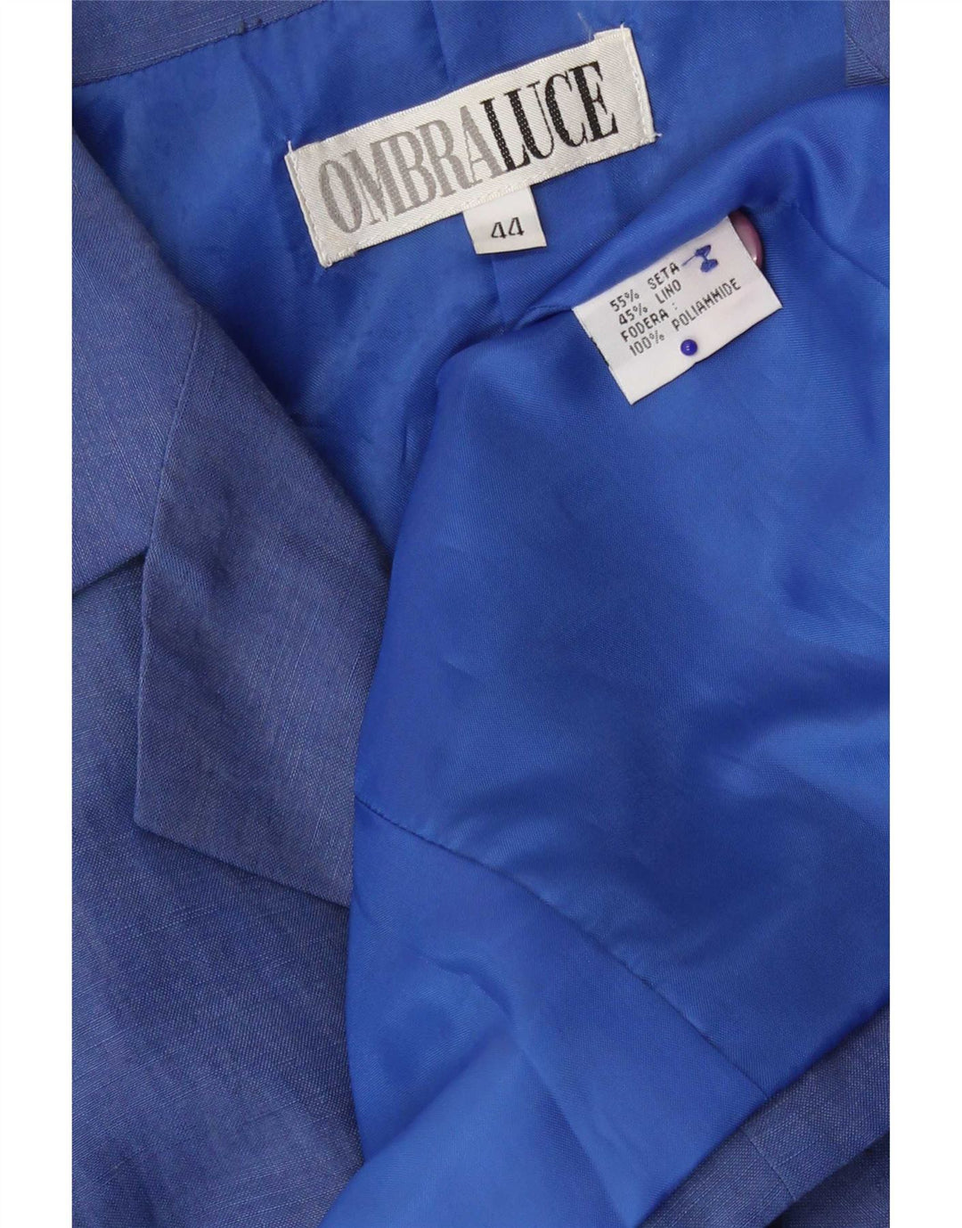 Jaqueta blazer feminina Ombraluce com 3 botões IT 44 seda azul médio