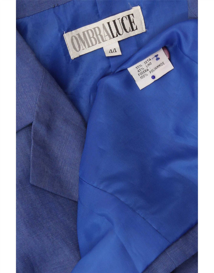 Jaqueta blazer feminina Ombraluce com 3 botões IT 44 seda azul médio