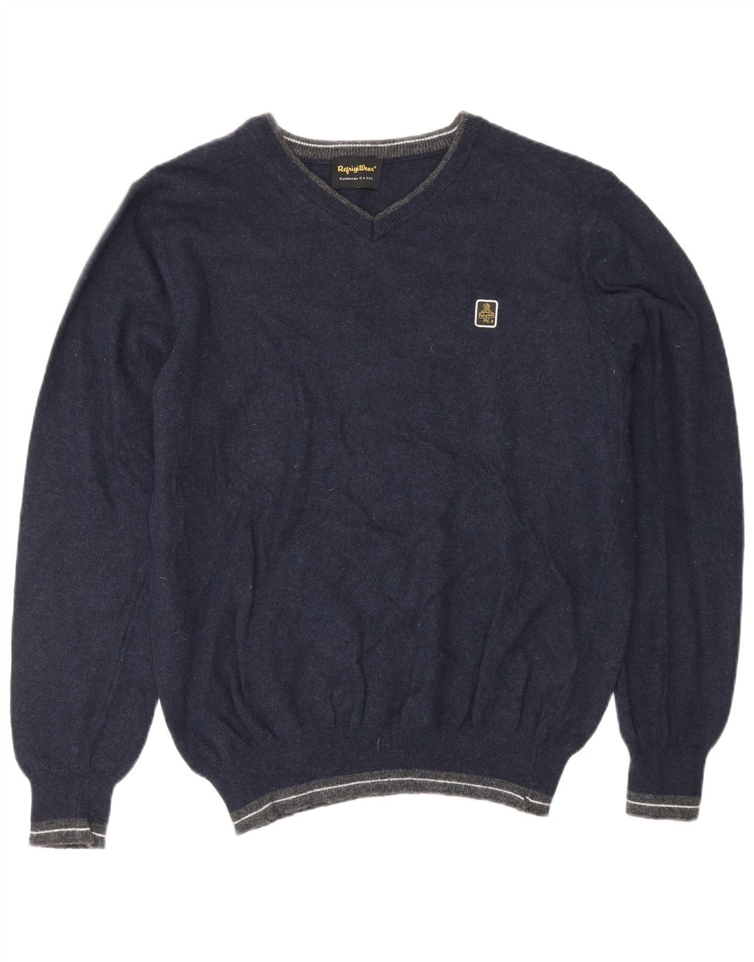 Suéter feminino REFRIGIWEAR com decote em V Reino Unido 16 grande lã azul marinho