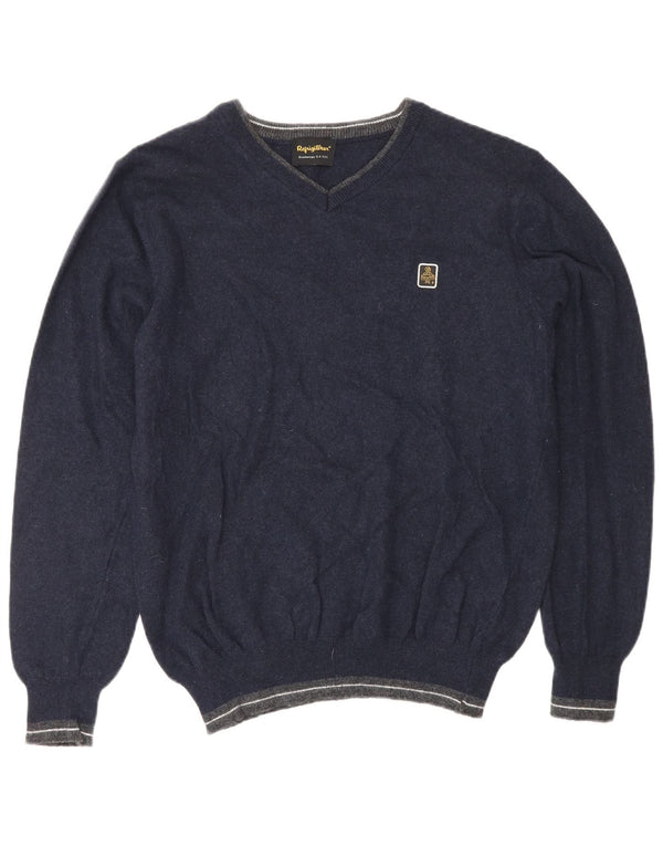 Suéter feminino REFRIGIWEAR com decote em V Reino Unido 16 grande lã azul marinho