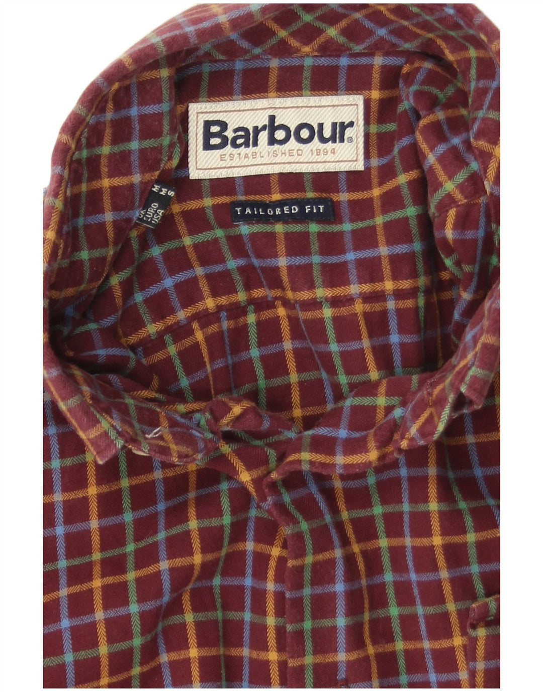 Camisa masculina de flanela sob medida Barbour, xadrez média cor de vinho