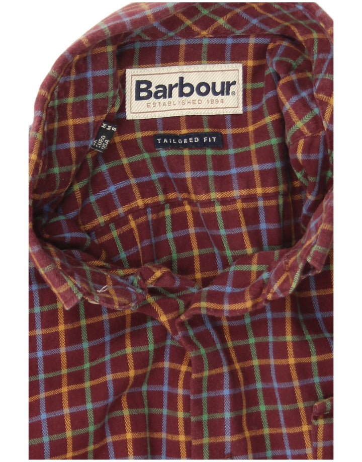 Camisa masculina de flanela sob medida Barbour, xadrez média cor de vinho