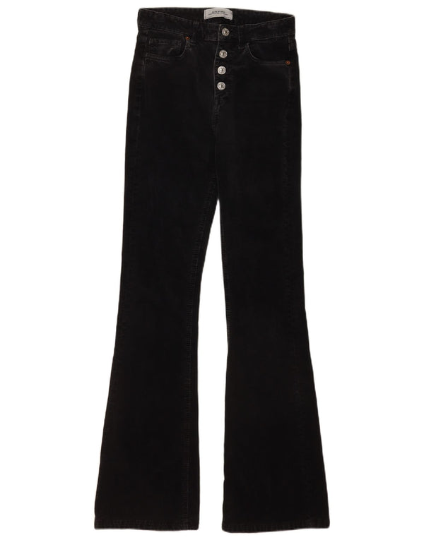 Calça feminina flare de veludo Zara EU 34 2XS W24 L31 preta