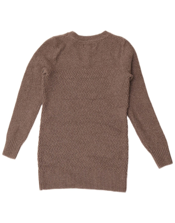 Suéter feminino Fat Face Longline com pescoço de barco e poliéster cinza Reino Unido 6 XS